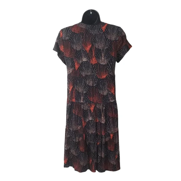 Anthropologie Maeve Harper Tunic Dress‎ Sz XS Fireworks Print Black Red Casual - Picture 6 of 12